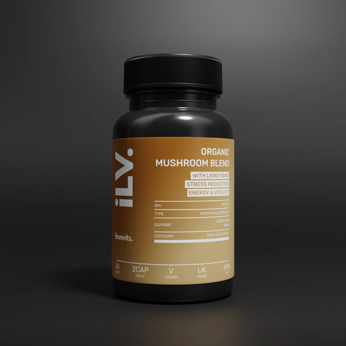 iLoveVits Organic Mushroom Blend supplement bottle