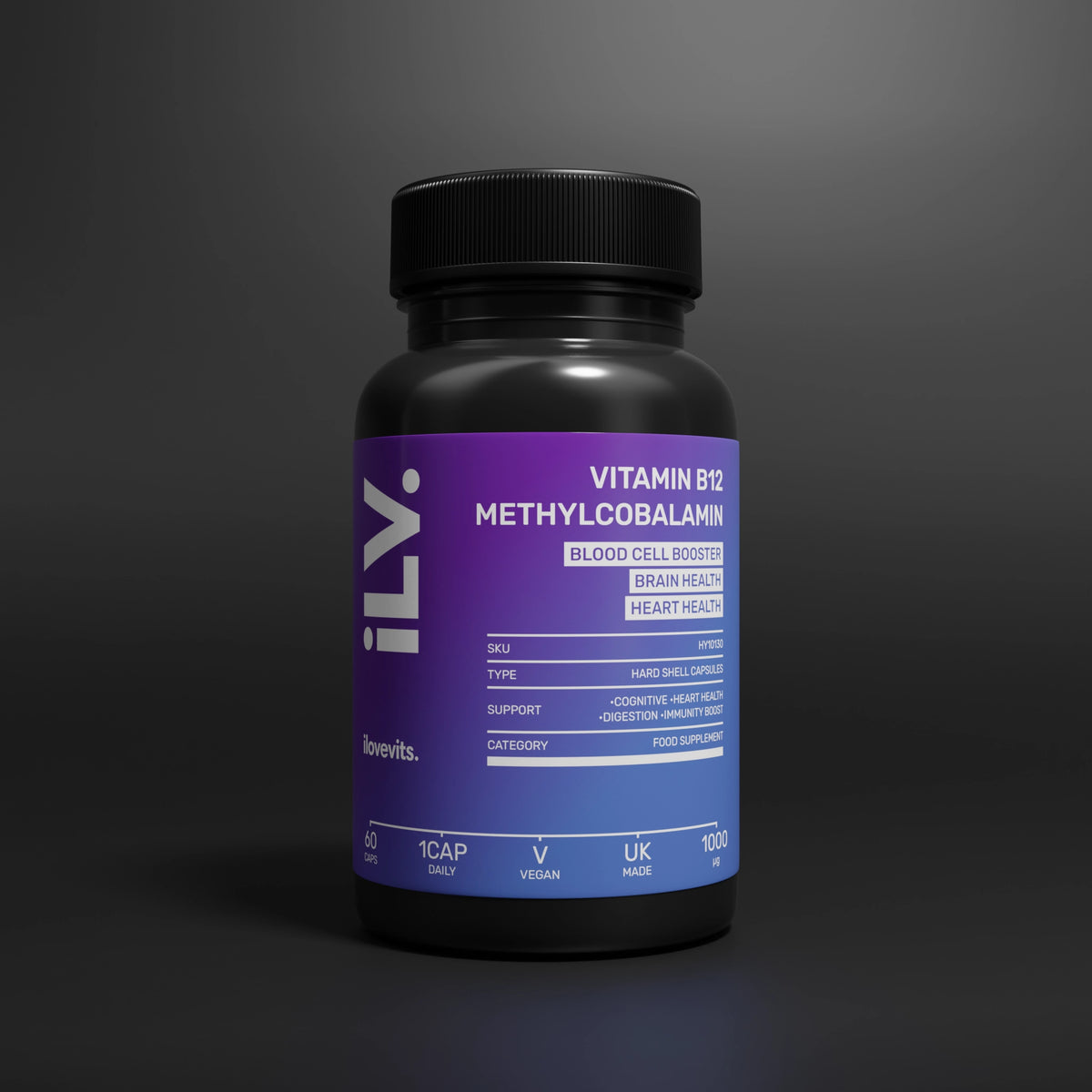 iLoveVits Vitamin B12 Methylcobalamin 1000 micrograms supplement bottle