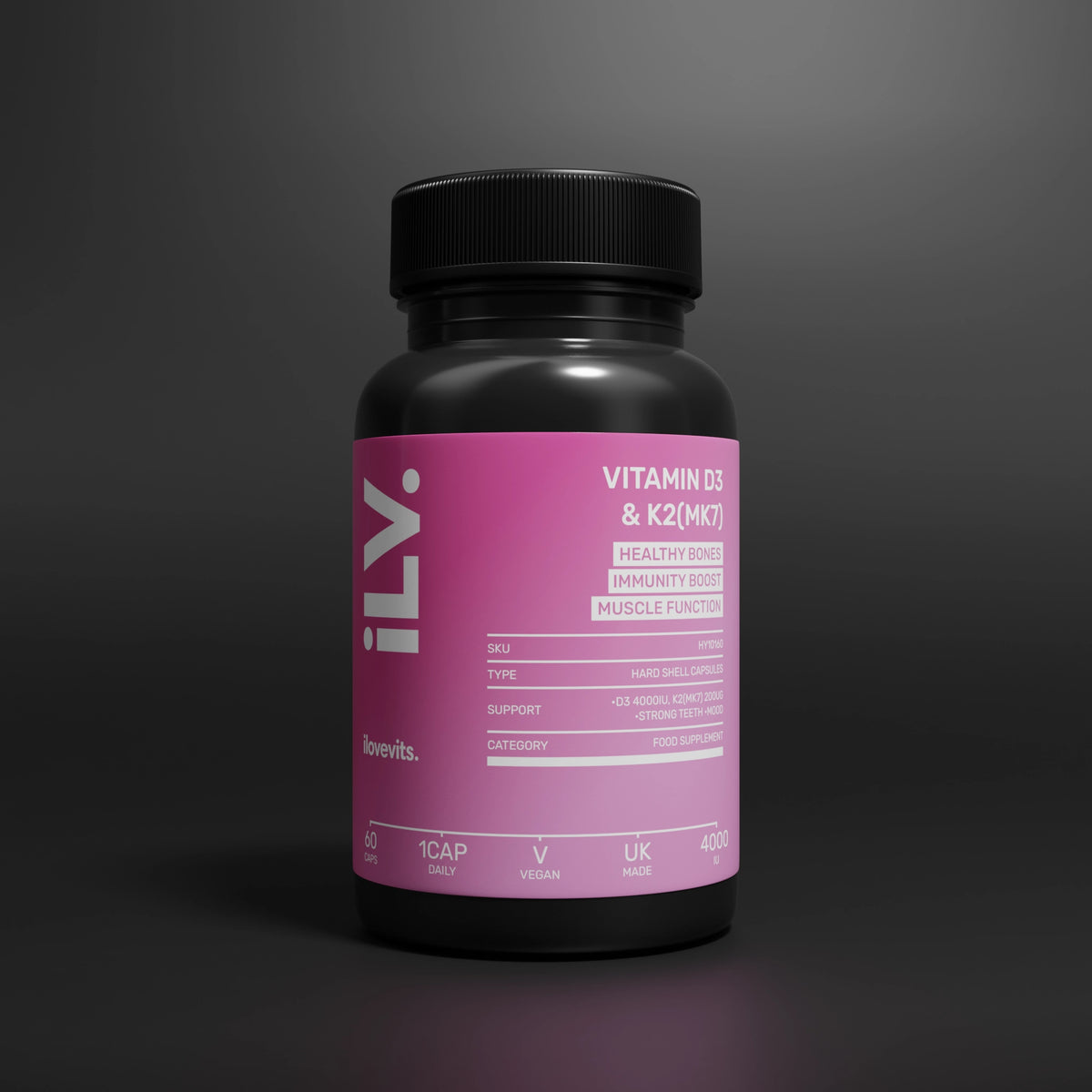 iLoveVits Vitamin D3 and K2 MK7 supplement bottle